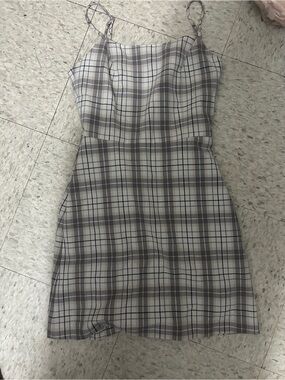 Wilfred Gray Plaid Mini Slip Dress